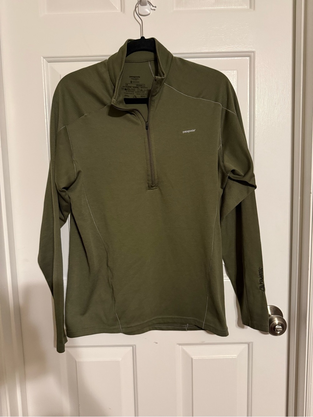 Patagonia Capilene 3 Midweight Polartec 1/4 Zip Pullover Olive Green Men M